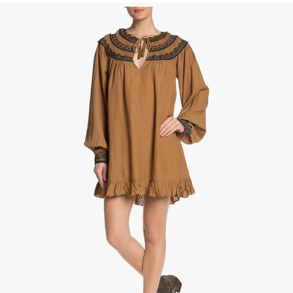 Free People Erin embroidered Long Sleeve Dress